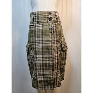 Cotelac Flax Linen Plaid Wrap Skirt Women’s Size XS Made in Bulgaria Pockets